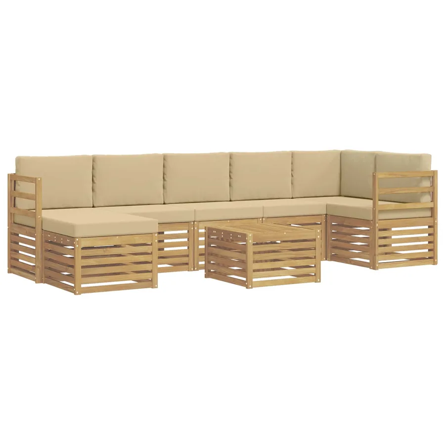 Ensemble de canapés d'extérieur 8 pcs Blanc et Beige - 2