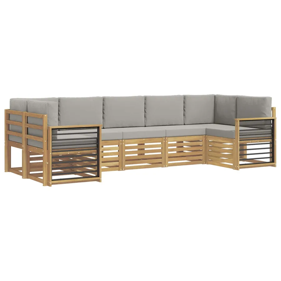 Ensemble de canapé d'angle 7 pcs Blanc et gris clair - 2