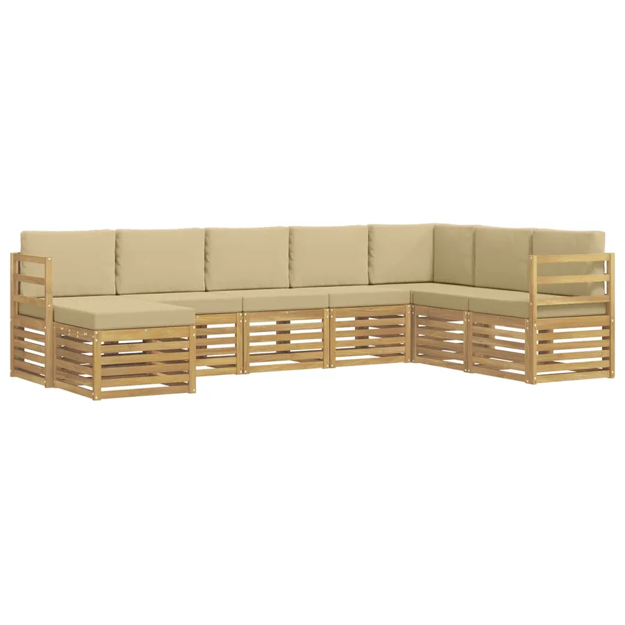 Ensemble de canapés d'extérieur 8 pcs Blanc et Beige - 2