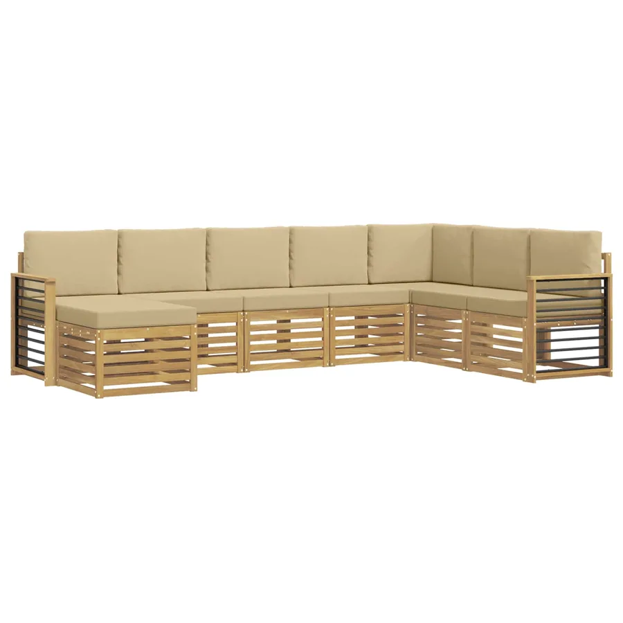 Ensemble de canapés d'extérieur 8 pcs Blanc et Beige - 2
