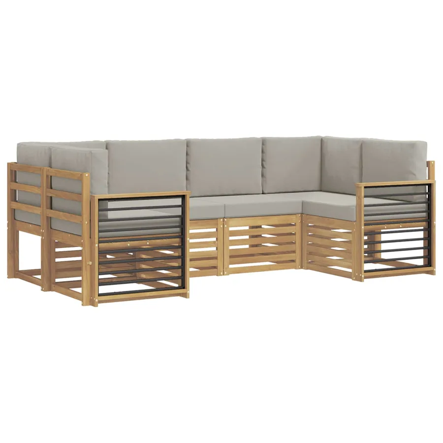 Ensemble de canapé d'angle 6 pcs Blanc et gris clair - 2