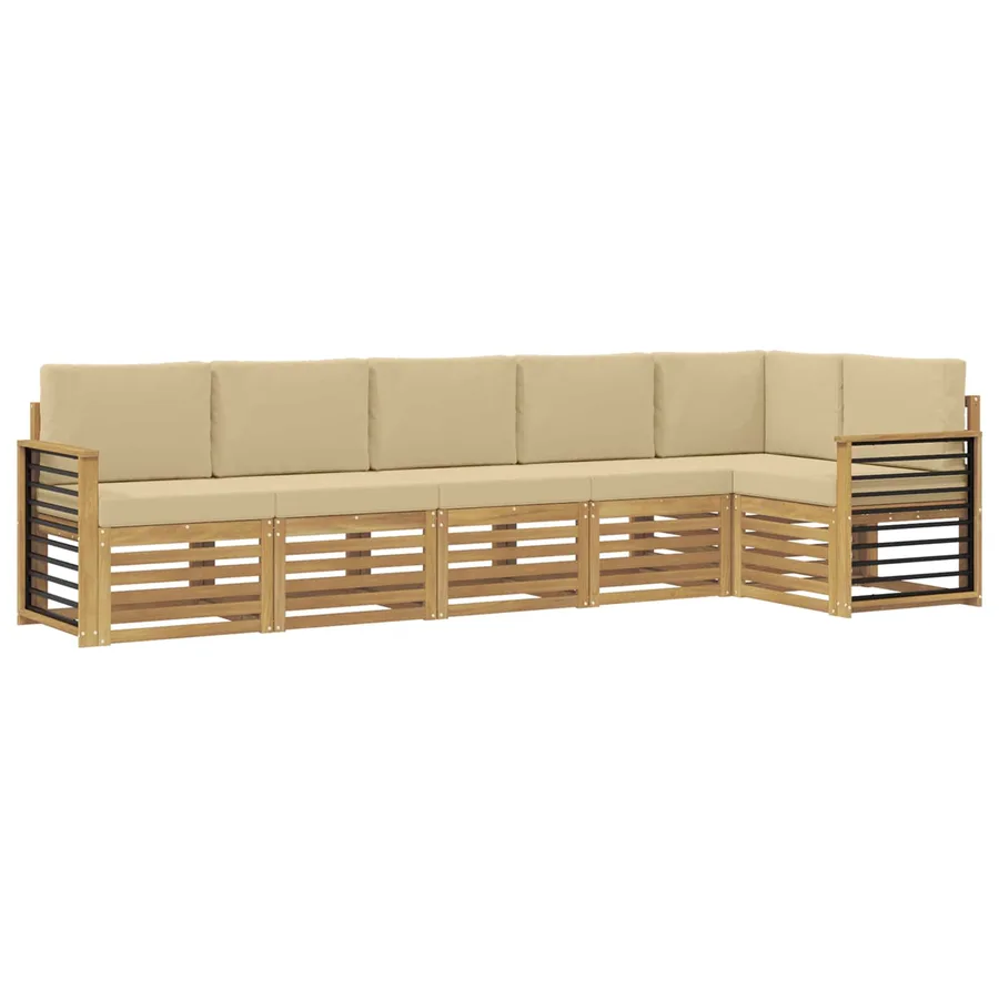 Ensemble de canapés d'extérieur 6 pcs Blanc et Beige - 2
