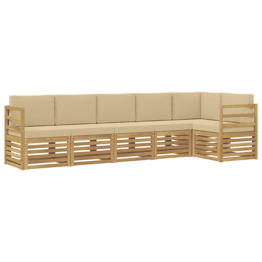 Ensemble de canapés d'extérieur 6 pcs Blanc et Beige - 2
