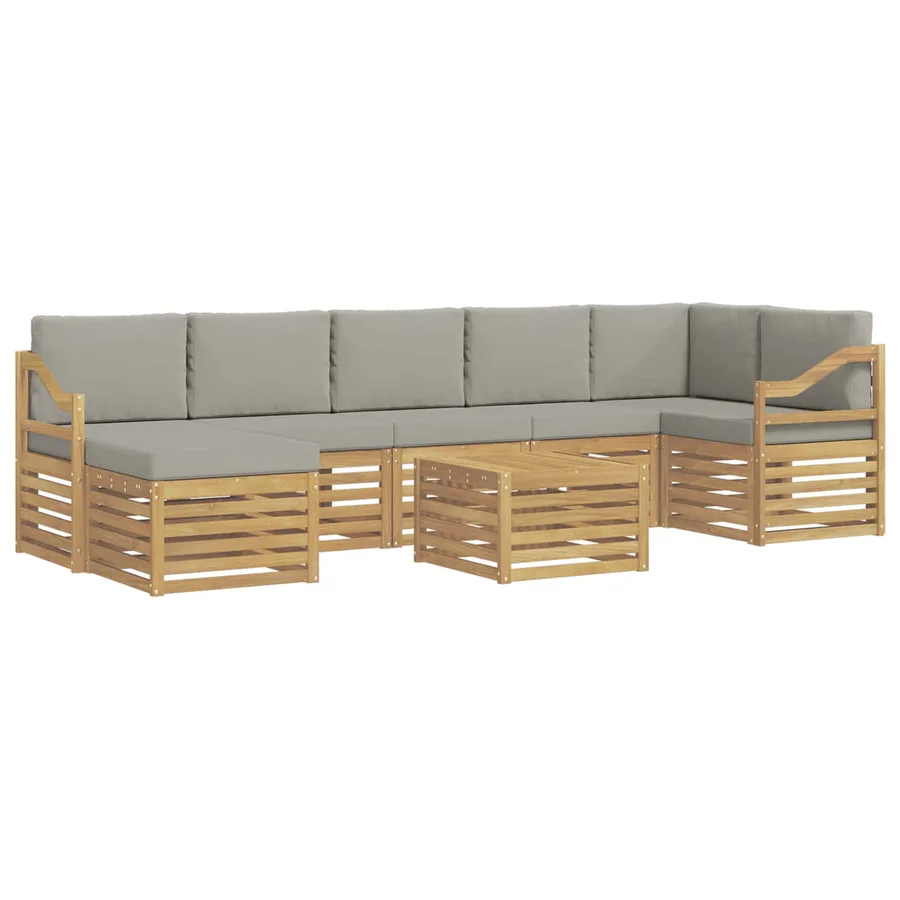 Ensemble de canapés d'extérieur 8 pcs Blanc et gris clair - 2