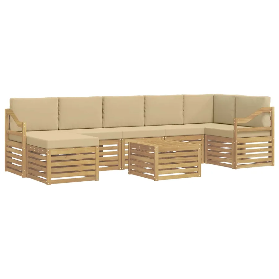 Ensemble de canapés d'extérieur 8 pcs Blanc et Beige - 2