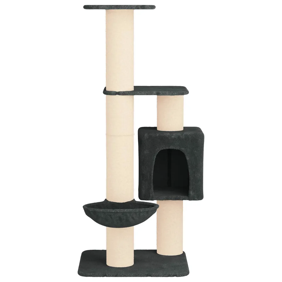 Arbre à chat avec poteaux à griffer en sisal Gris foncé 137 cm - 4