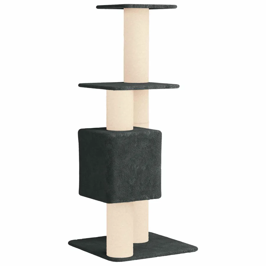 Arbre à chat avec poteaux à griffer en sisal Gris foncé 137 cm - 6