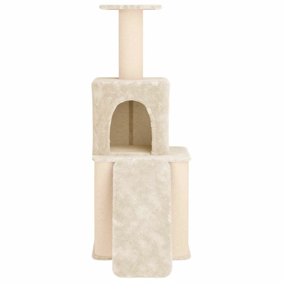 Arbre à chat avec poteaux à griffer en sisal Crème 146 cm - 4