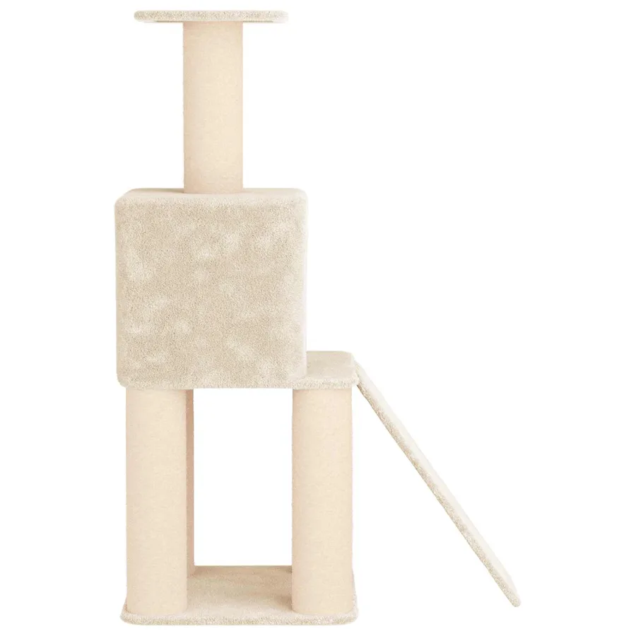 Arbre à chat avec poteaux à griffer en sisal Crème 146 cm - 5