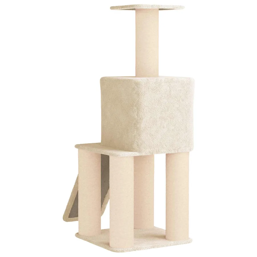Arbre à chat avec poteaux à griffer en sisal Crème 146 cm - 6