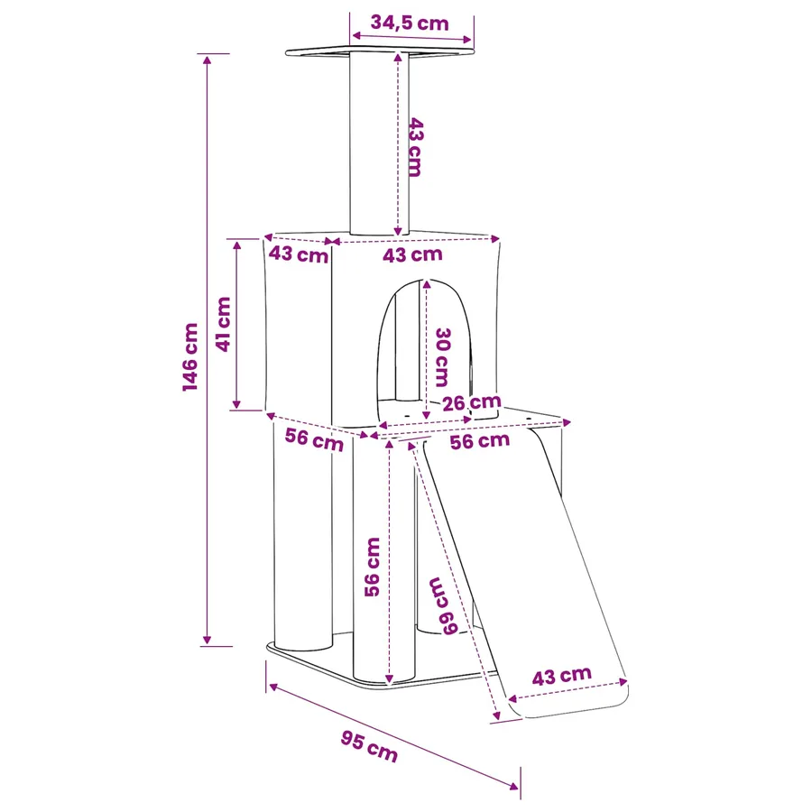 Arbre à chat avec poteaux à griffer en sisal Crème 146 cm - 8