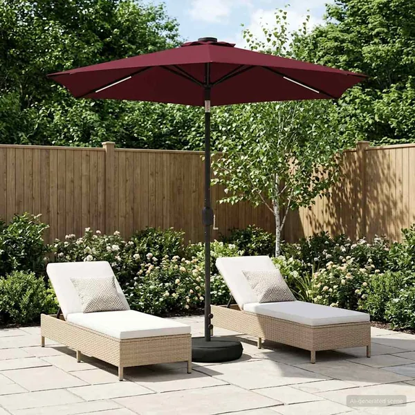 Parasol de jardin avec lumières LED et base 230 x 230 cm