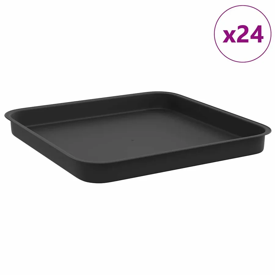 Plateau carré à fleurs 24 pcs Noir 21 x 21 x 2 cm Plastique - 2