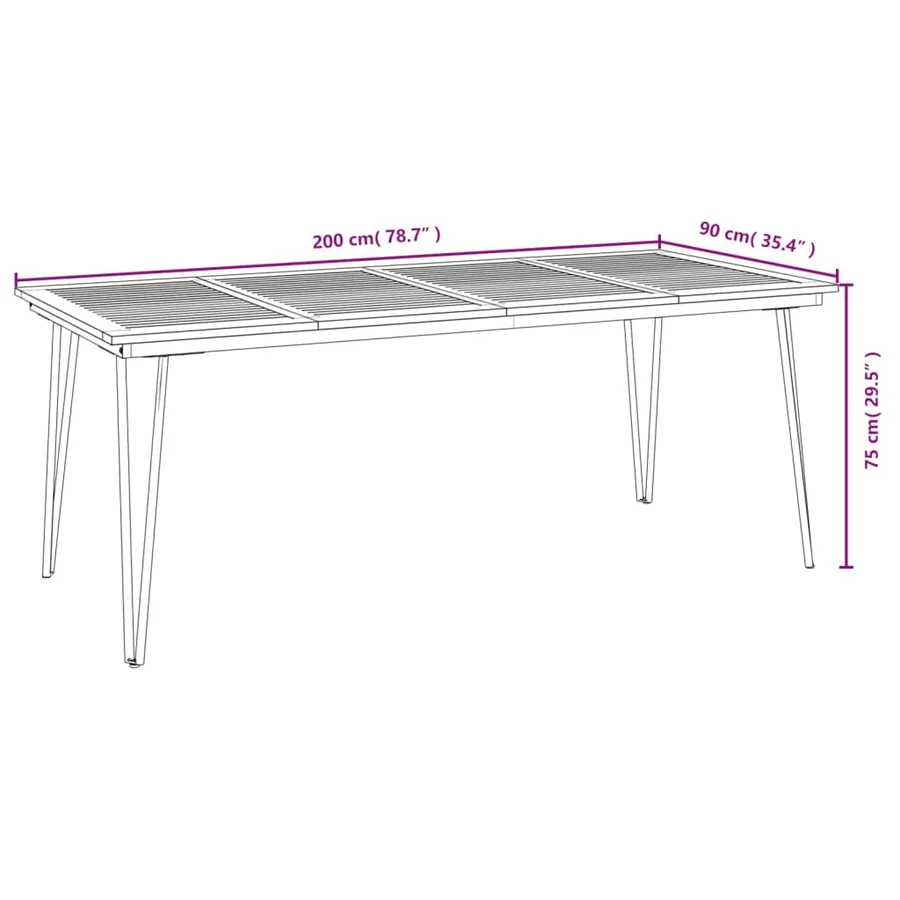 Ensemble à manger de jardin 7 pcs bois d'acacia solide et métal - 8