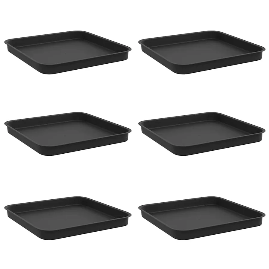 Plateau carré à fleurs 6 pcs Noir 21 x 21 x 2 cm Plastique - 2
