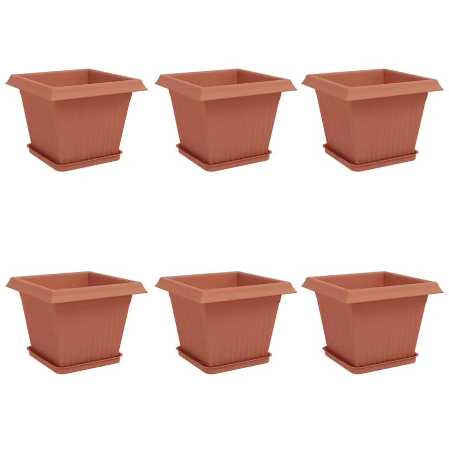 Pots de plantes 6 pcs Rouge brique 28,5 x 28,5 x 22 cm - 2