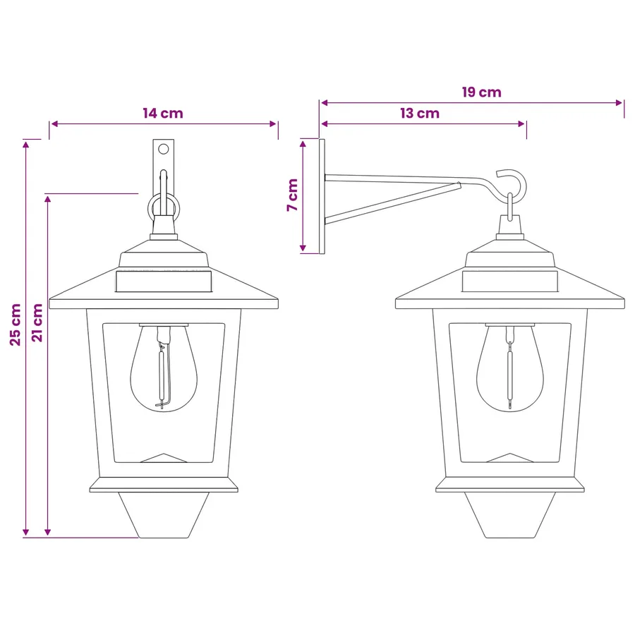 Lampe Murale 2 pc Noir 19 x 14 x 25 cm Acier inoxydable et ABS - 8