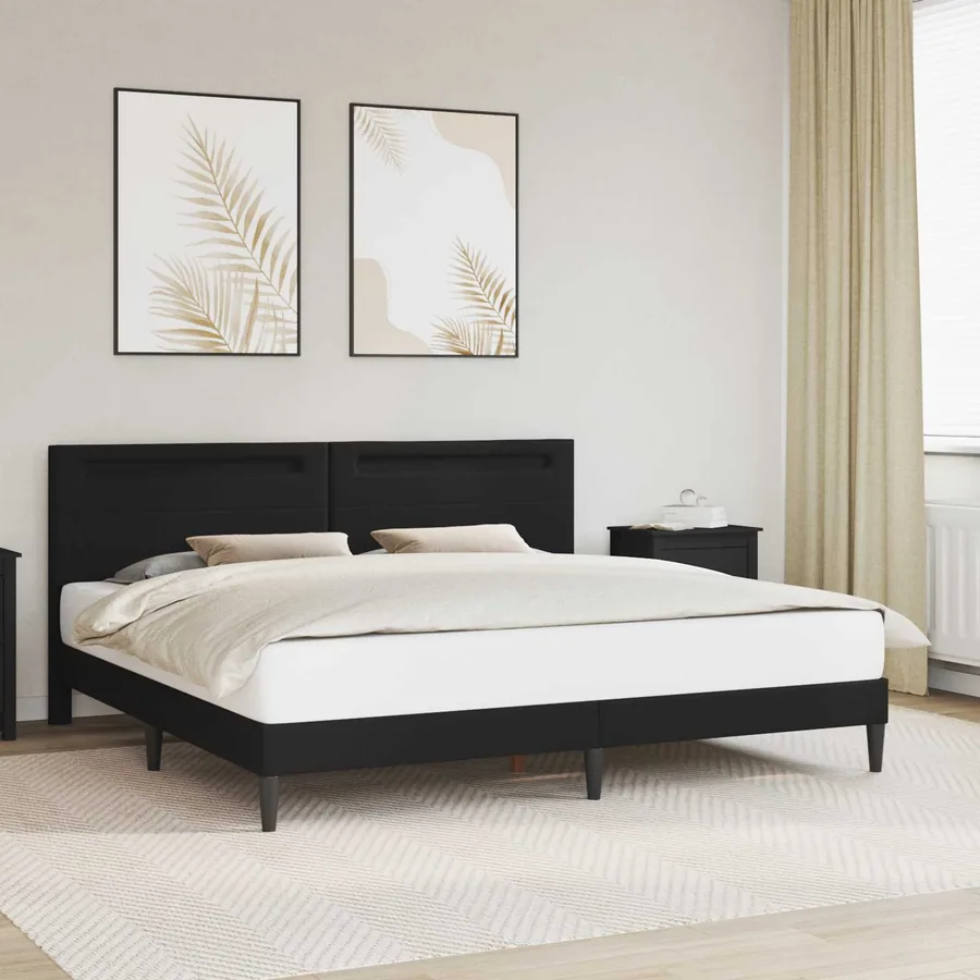 Cadre de lit avec bandes LED Noir 200 x 200 cm Simili cuir