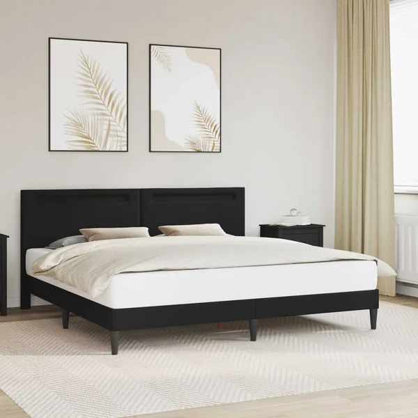 Cadre de lit avec bandes LED Noir 200 x 200 cm Simili cuir
