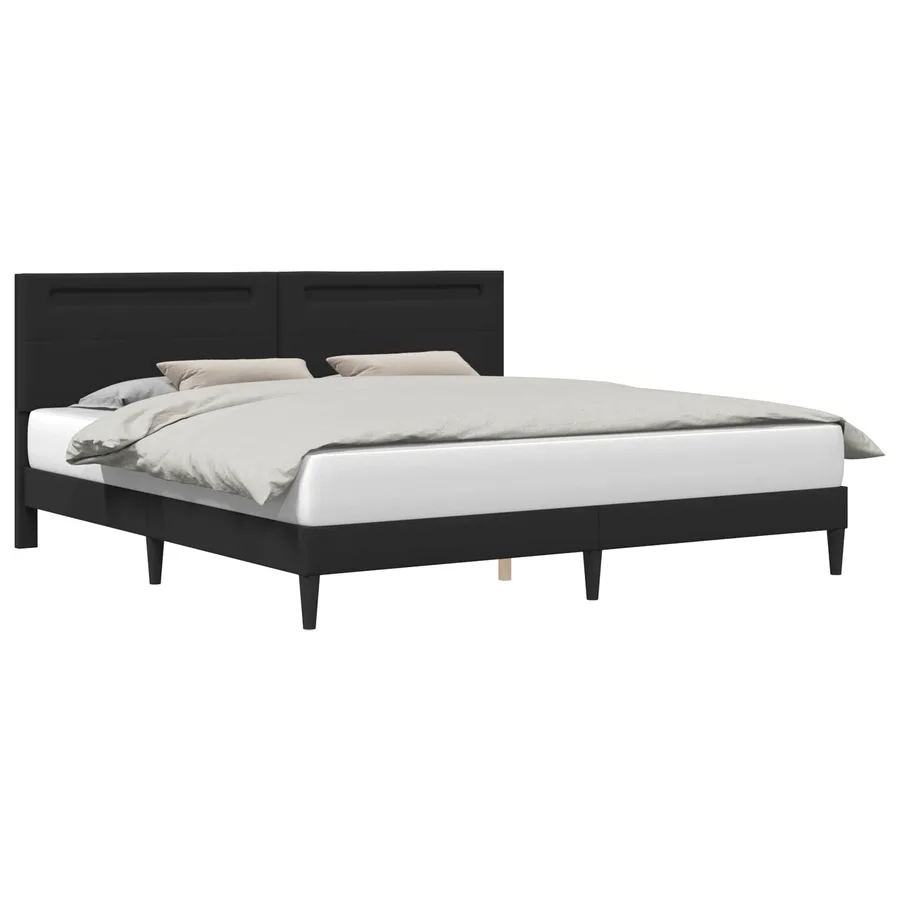 Cadre de lit avec bandes LED Noir 200 x 200 cm Simili cuir - 3