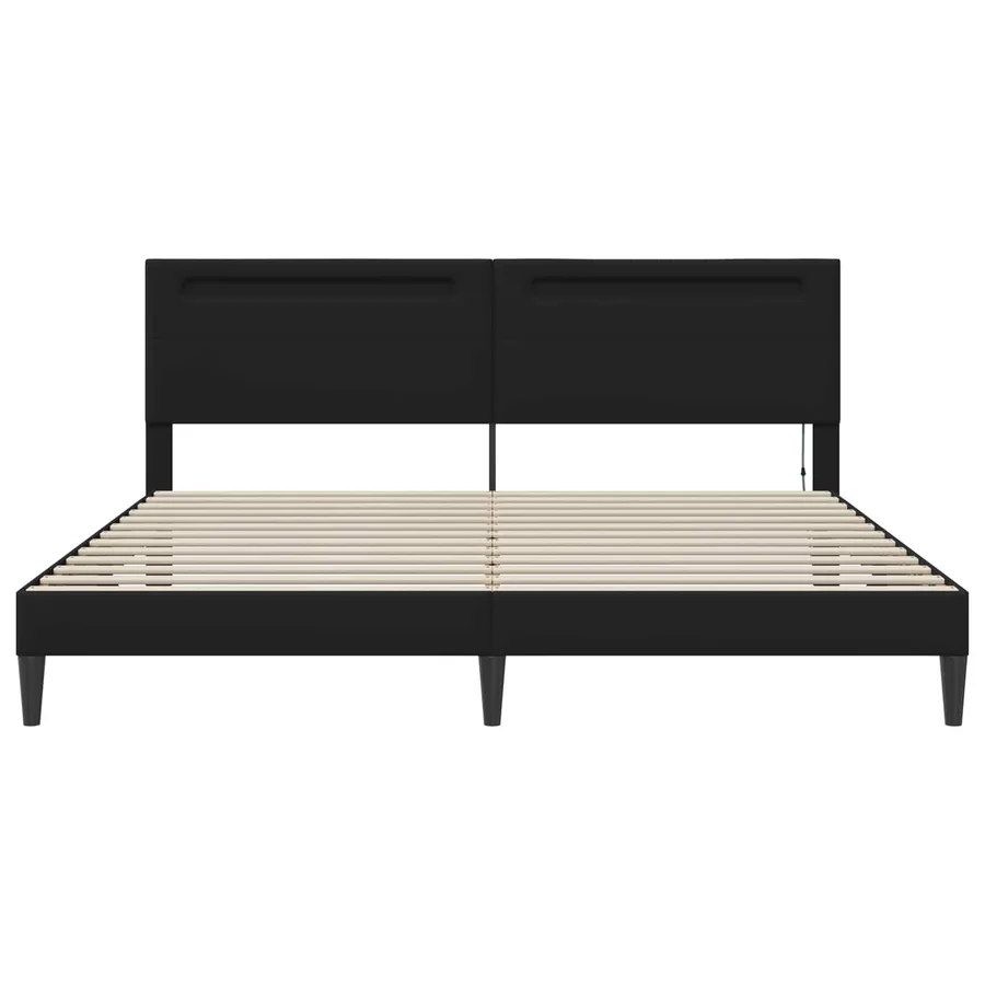 Cadre de lit avec bandes LED Noir 200 x 200 cm Simili cuir - 6