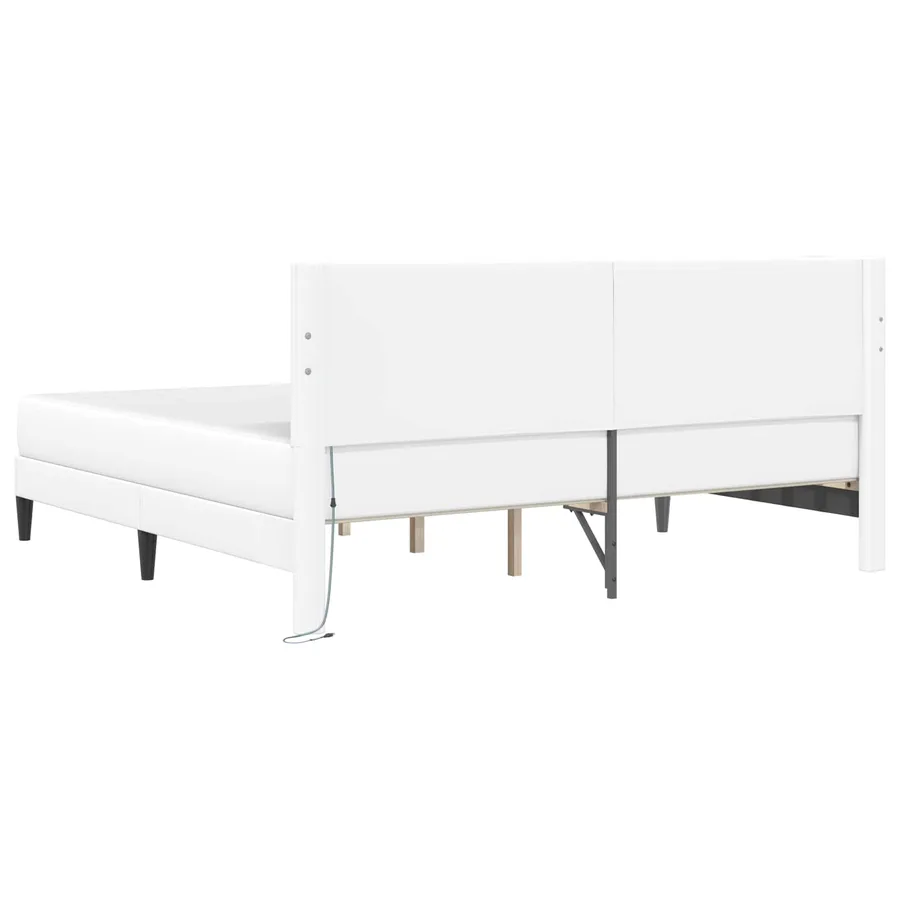 Cadre de lit avec bandes LED Blanc 180 x 200 cm Simili cuir - 10