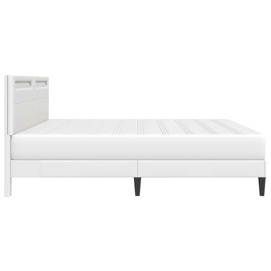 Cadre de lit avec bandes LED Blanc 180 x 200 cm Simili cuir - 9