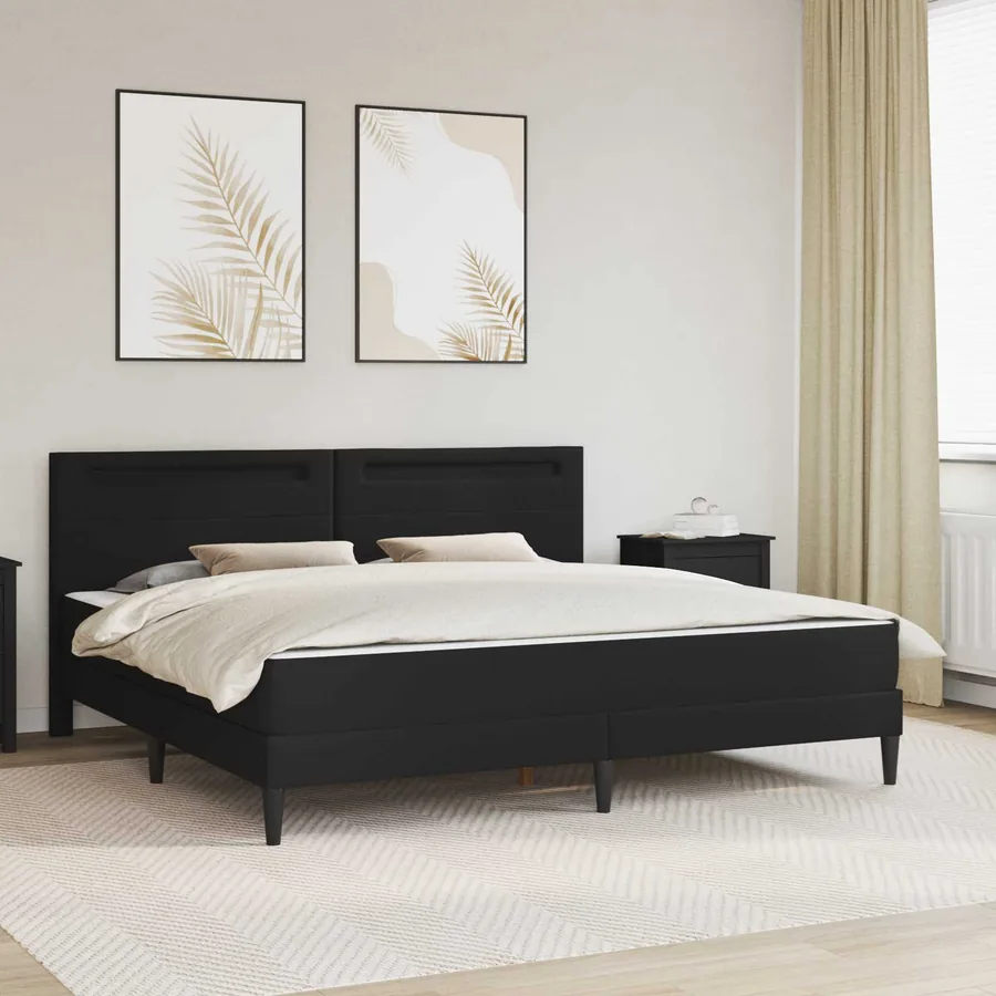 Cadre de lit avec bandes LED Noir 200 x 200 cm Simili cuir