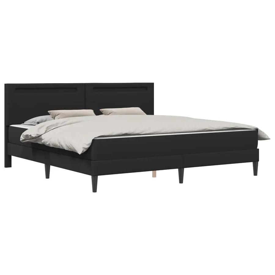 Cadre de lit avec bandes LED Noir 200 x 200 cm Simili cuir - 3