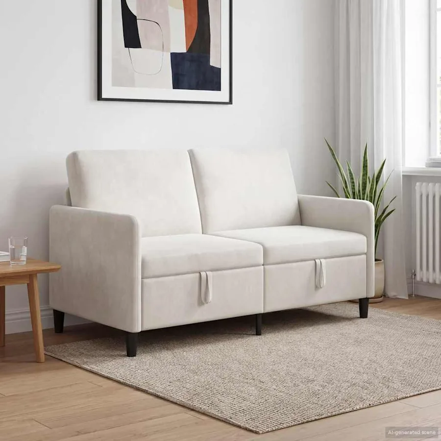 Sofa avec rangement Crème 152 x 78 x 87 cm Polyester