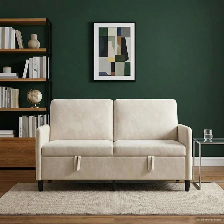 Sofa avec rangement Crème 152 x 78 x 87 cm Polyester - 3