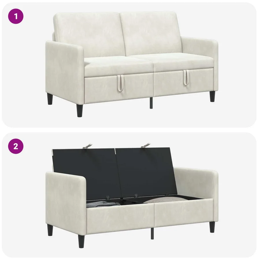 Sofa avec rangement Crème 152 x 78 x 87 cm Polyester - 6