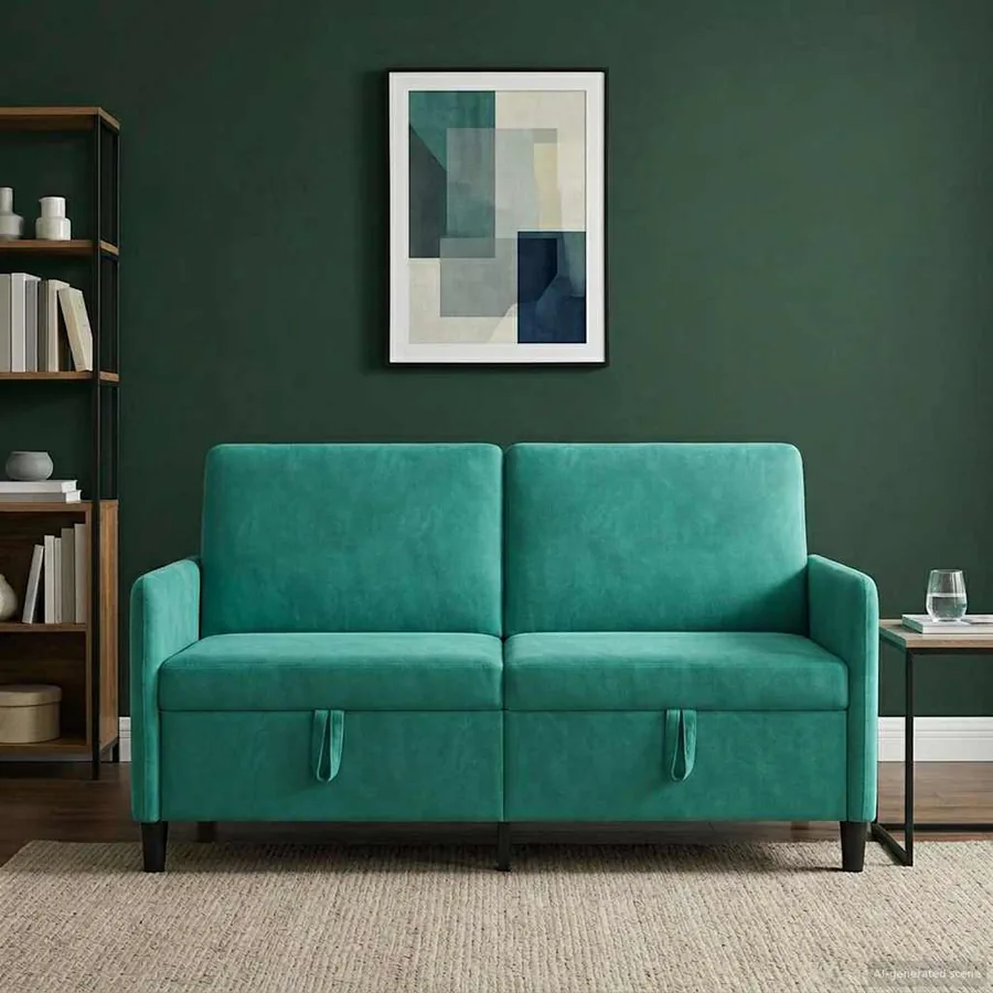 Sofa avec rangement Turquoise 152 x 78 x 87 cm Polyester