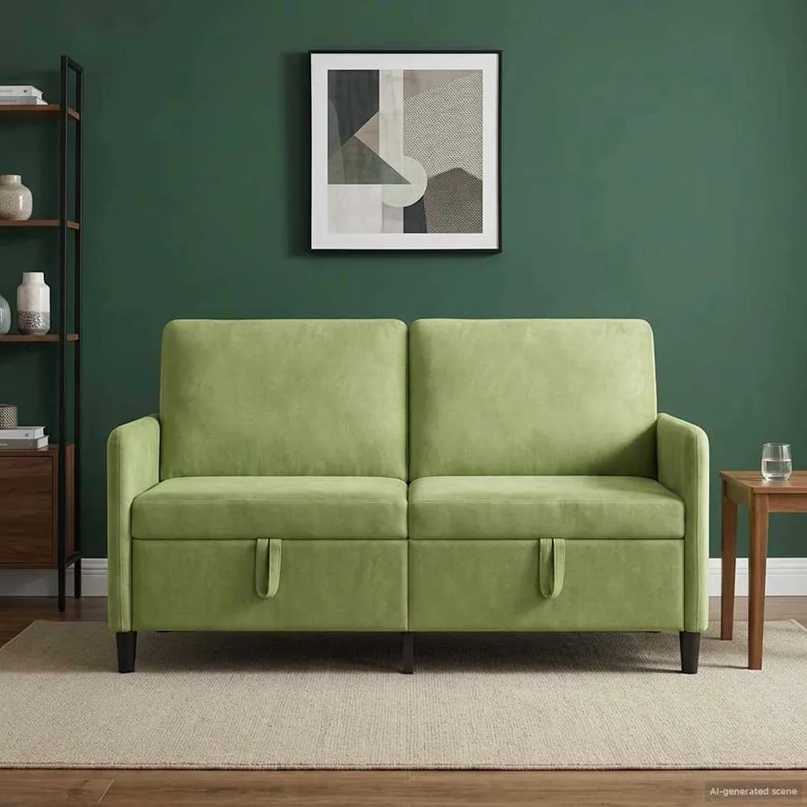 Sofa avec rangement Vert clair 152 x 78 x 87 cm Polyester - 3