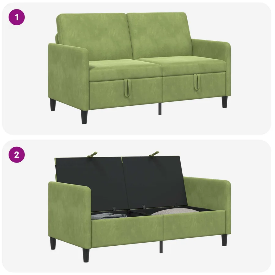Sofa avec rangement Vert clair 152 x 78 x 87 cm Polyester - 6