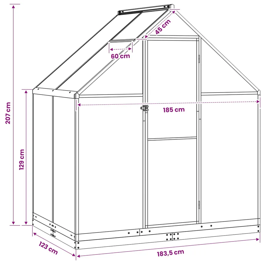 Serre de jardin avec porte Anthracite 183,5 x 123 x 207 cm - 9