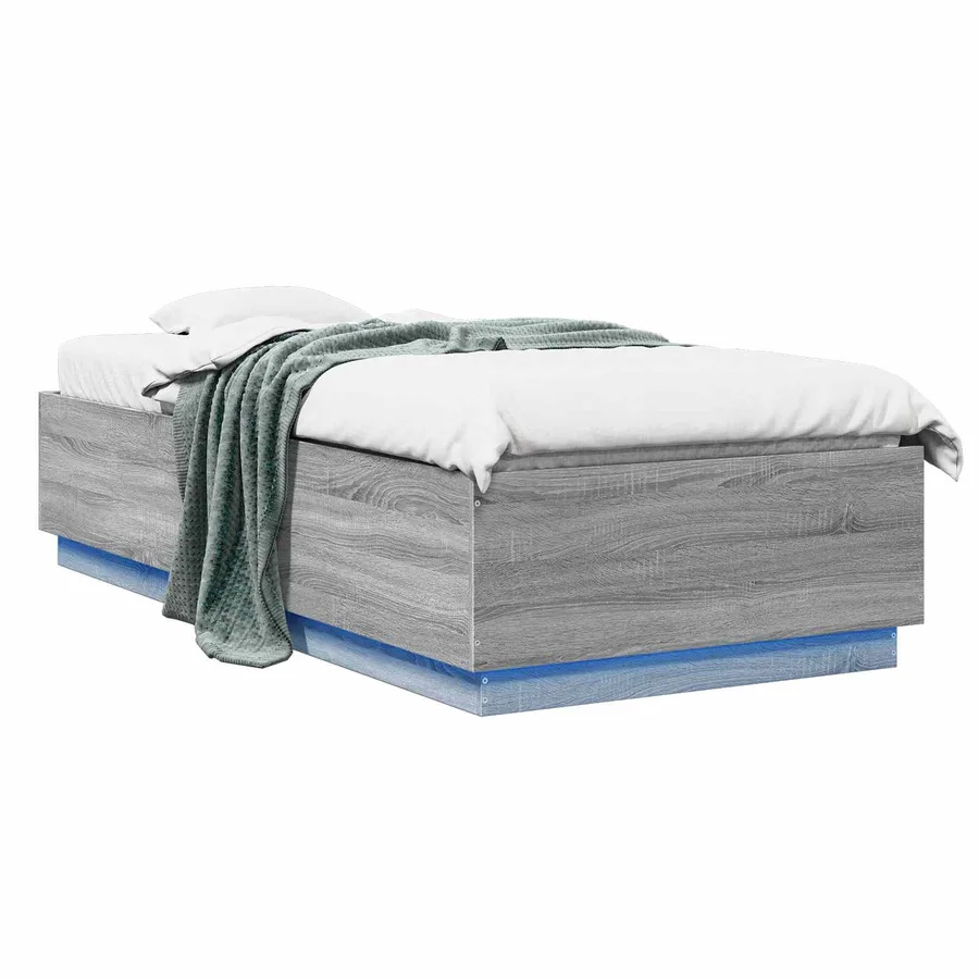 Cadre de lit avec LED Sonoma gris 80 x 200 cm Bois d'ingénierie - 2