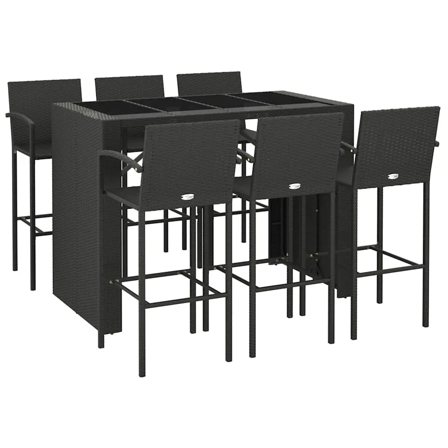 Ensemble de bar de jardin 7 pcs noir résine tressée - 3