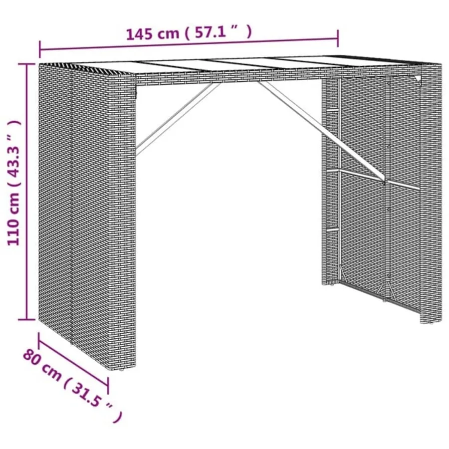 Ensemble de bar de jardin 7 pcs noir résine tressée - 9