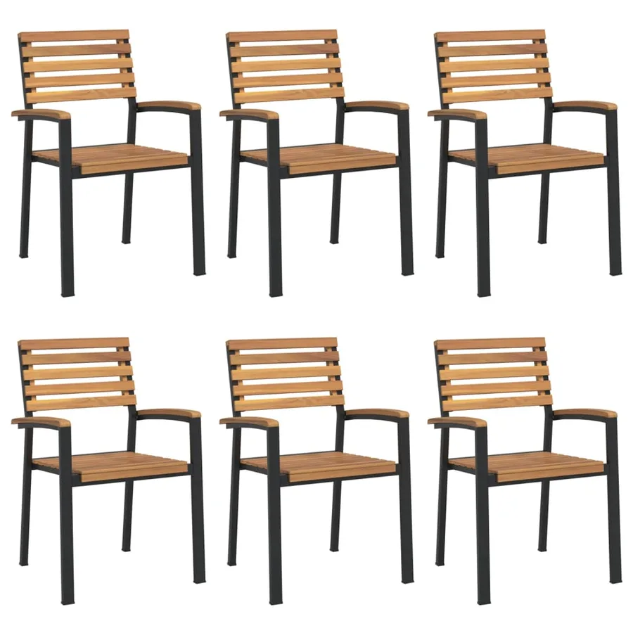 Ensemble à manger de jardin 7 pcs bois d'acacia solide et métal - 3