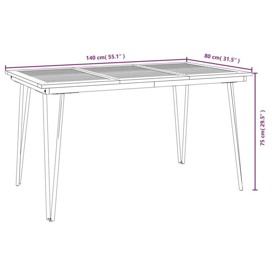 Ensemble à manger de jardin 7 pcs bois d'acacia solide et métal - 8