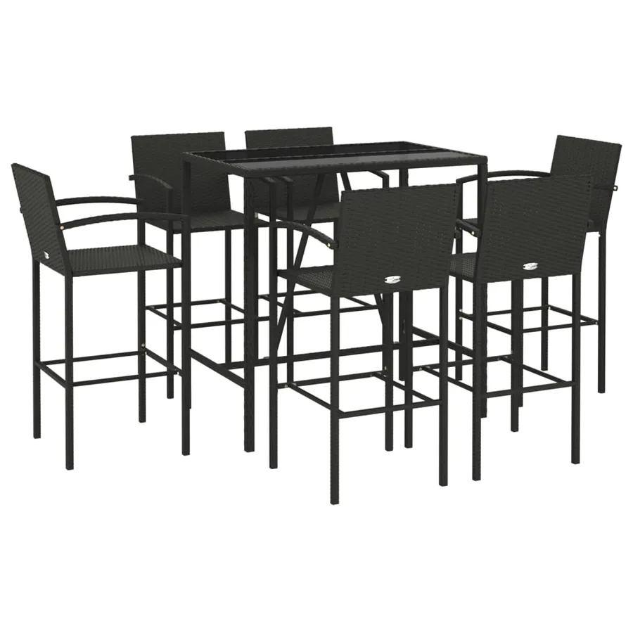 Ensemble de bar de jardin 7 pcs noir résine tressée - 3