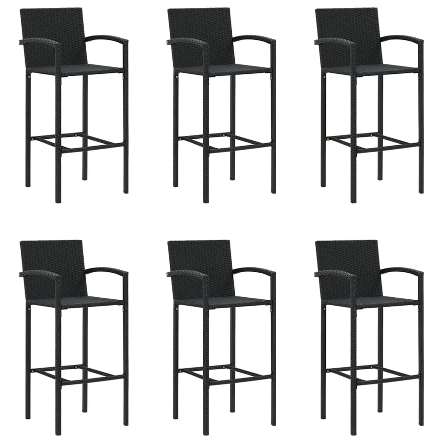 Ensemble de bar de jardin 7 pcs noir résine tressée - 4
