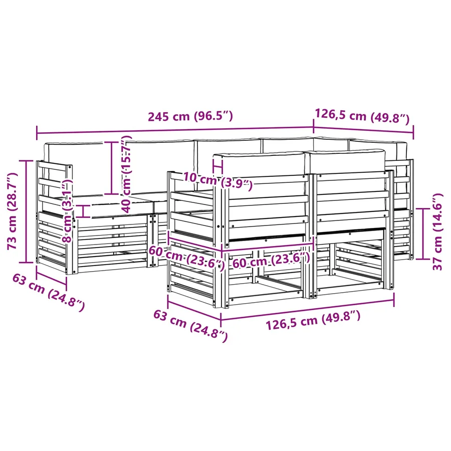 Ensemble de canapés d'extérieur 7 pcs Blanc et anthracite - 7
