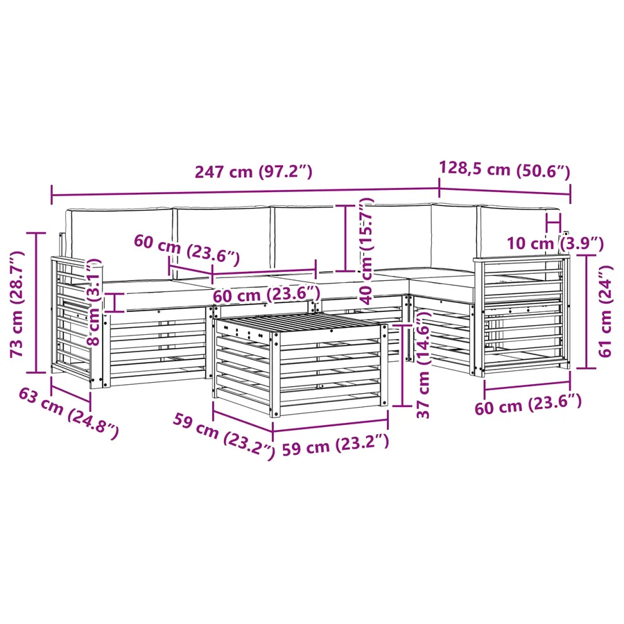 Ensemble de canapés d'extérieur 6 pcs Blanc et anthracite - 8