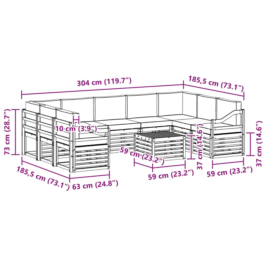 Ensemble de canapés d'extérieur 8 pcs Blanc et Anthracite - 8