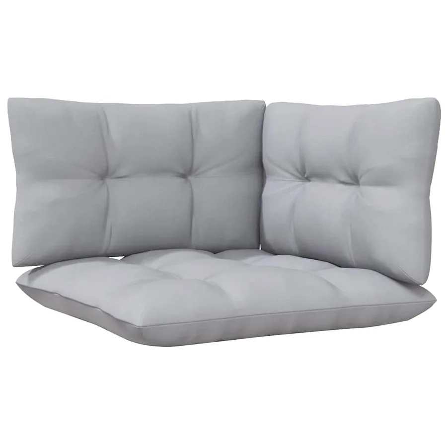 Salon de jardin 3 pcs avec coussins gris Bois de pin solide - 6
