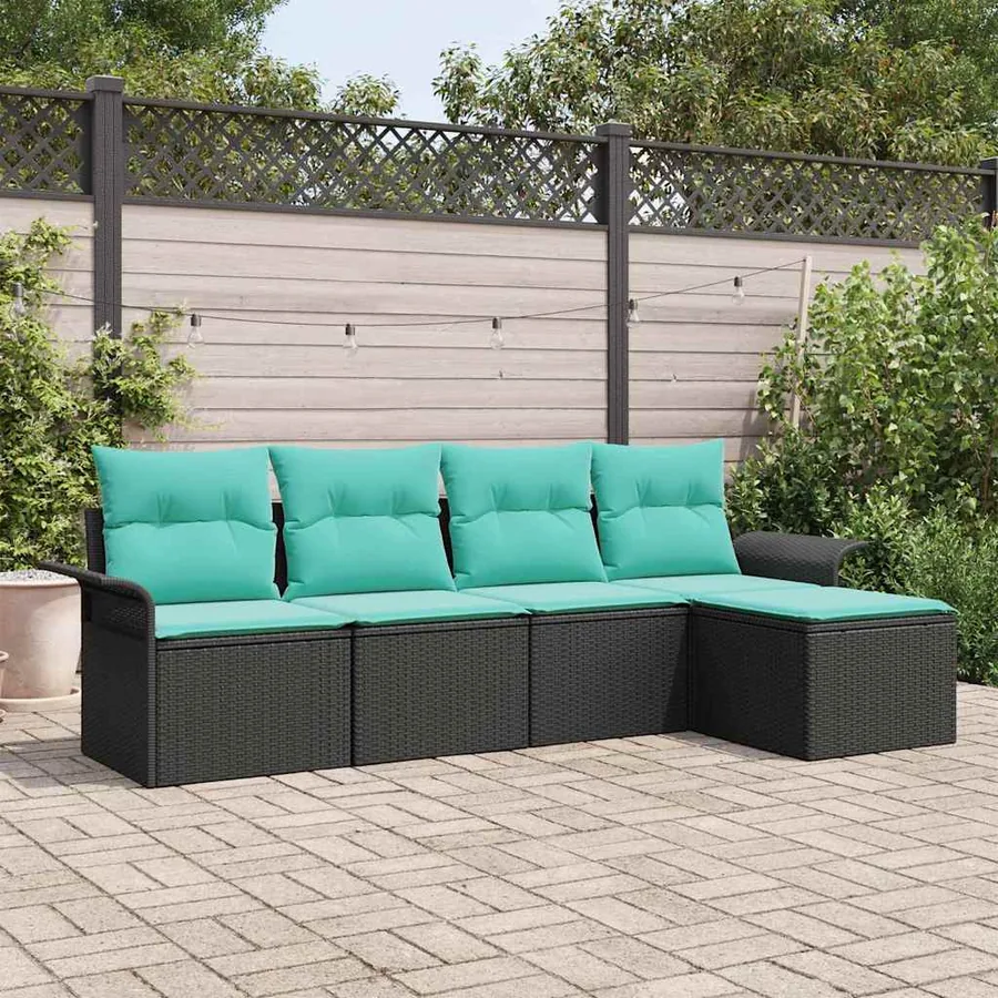 Ensemble de canapé de jardin avec stockage 5 pcs Noir polyrotin