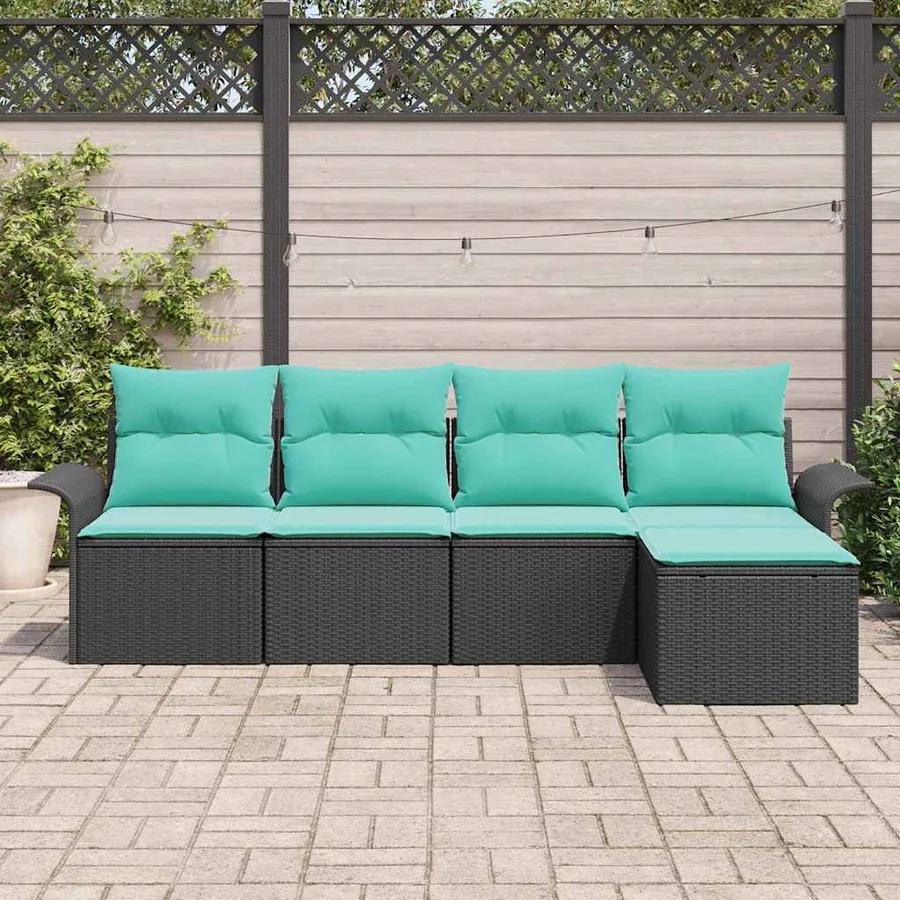 Ensemble de canapé de jardin avec stockage 5 pcs Noir polyrotin - 3