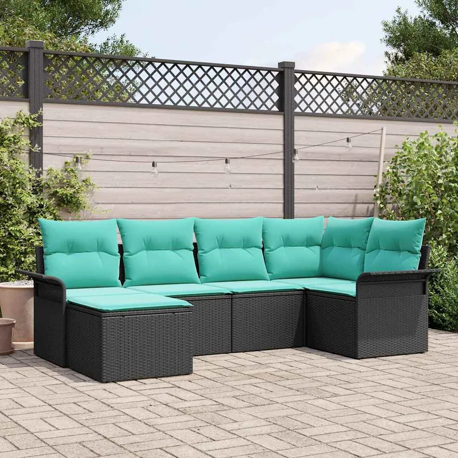 Ensemble de canapé de jardin avec stockage 6 pcs Noir polyrotin